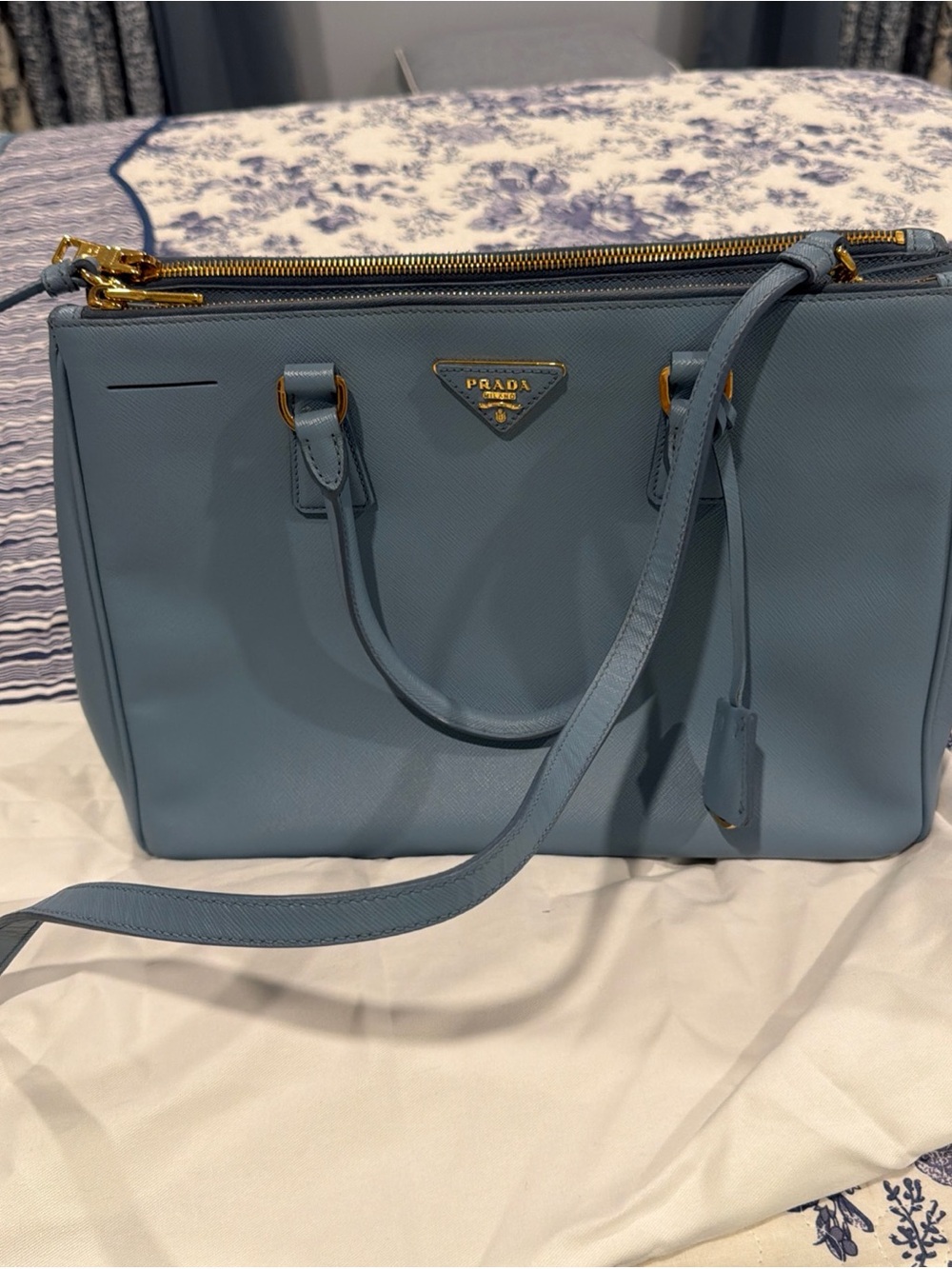 Prada Powder Blue Saffiano Leather Satchel